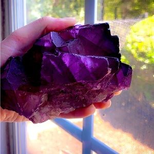 HUGE natural deep purple flourite crystal